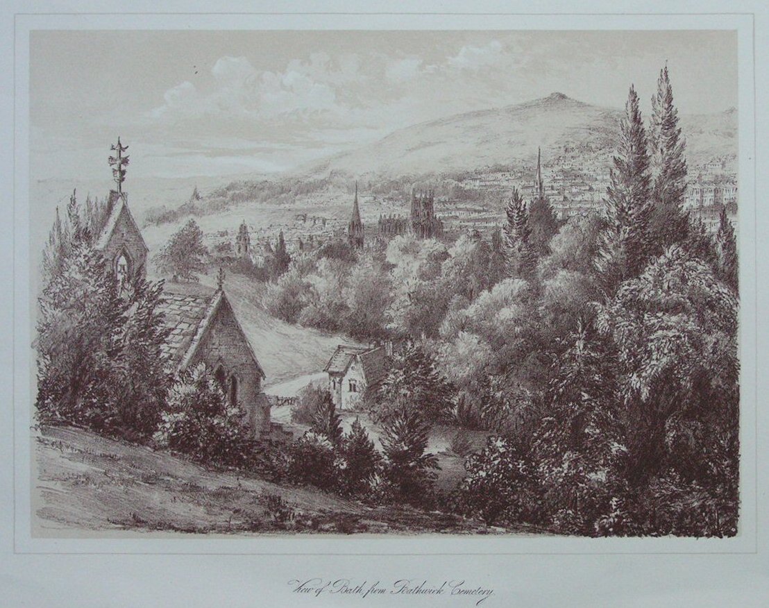 Lithograph - View of Bath from Bathwick Cemetery